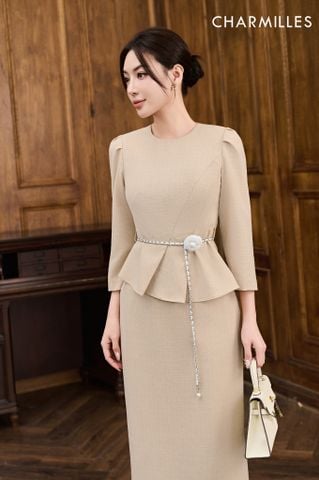 Áo đai hoa phối khuy sau