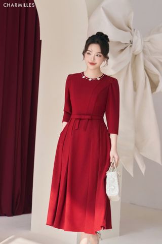 Đầm phối cổ hoa