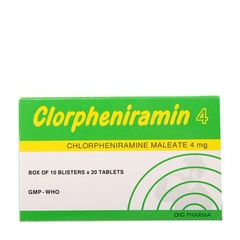 Clorpheniramin 4mg (10 vỉ x 20 viên)