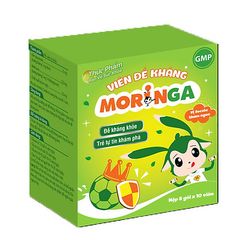 Viên đề kháng Moringa - Giúp tăng sức đề kháng, giảm nguy cơ mắc các bệnh đường hô hấp cho trẻ em - Hộp 8 gói