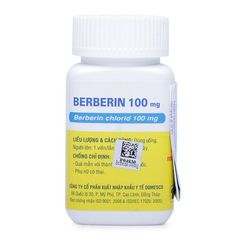 Thuốc trị các chứng nhiễm khuẩn đường ruột, tiêu chảy và kiết lỵ Berberin 100mg (100 viên/chai)