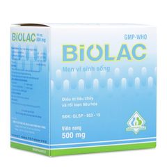 Thuốc men vi sinh sống điều trị tiêu chảy và rối loạn tiêu hóa Biolac 500mg (100 viên/hộp)