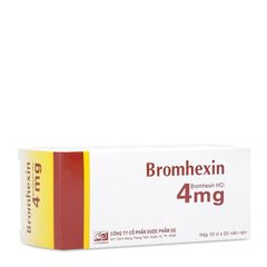 Thuốc điều trị làm tan đàm trong viêm phế quản mãn tính Bromhexin 4mg (10 vỉ x 20 viên/hộp)