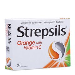 Viêm ngậm trị đau họng Strepsils Orange & Vita C (2 vỉ x 12 viên/hộp)