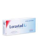 Thuốc làm giảm triệu chứng viêm mũi dị ứng & chứng nổi mề đay Lorastad D 5g (3 vỉ x 10 viên/hộp)