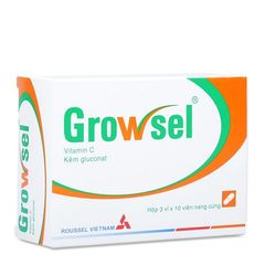 Thuốc bổ sung Vitamin C và kẽm Growsel (3Vỉ x 10Viên/Hộp)