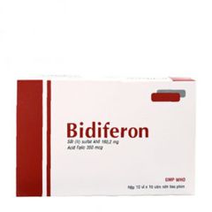 Thuốc điều trị dự phòng thiếu sắt và acid folic trong thai kỳ Bidiferon (10 vỉ x 10 viên/hộp)