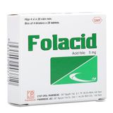 Thuốc điều trị bệnh thiếu hụt hợp chất Folac Axit và thiếu máu Folacid 5mg (4 vỉ x 20 viên/hộp)