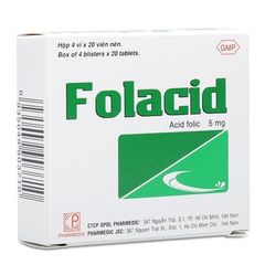 Thuốc điều trị bệnh thiếu hụt hợp chất Folac Axit và thiếu máu Folacid 5mg (4 vỉ x 20 viên/hộp)