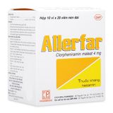 Thuốc điều trị viêm mũi dị ứng và các trường hợp dị ứng ngoài da Allerfar 4mg (10 vỉ x 20 viên/hộp)