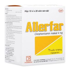 Thuốc điều trị viêm mũi dị ứng và các trường hợp dị ứng ngoài da Allerfar 4mg (10 vỉ x 20 viên/hộp)