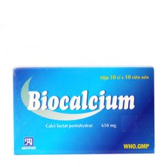 Thuốc điều trị giảm calci huyết và thiếu calci Biocalcium 650mg (10 vỉ x 10 viên/hộp)