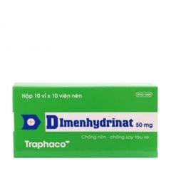 Thuốc chống nôn, chống say tàu xe Dimenhydrinat 50mg (10 vỉ x 10 viên/hộp)