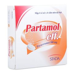 Thuốc giảm đau và hạ sốt Partamol 500mg ( 4 vỉ x 4 viên sủi/Hộp)