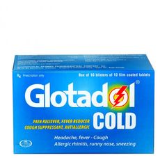 Thuốc giảm đau, hạ sốt, trị ho, kháng dị ứng Glotadol Cold (Hộp 10 vỉ x 10 viên)