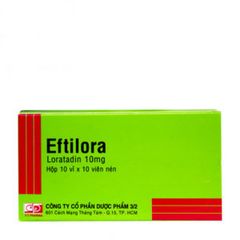 Thuốc điều trị viêm mũi dị ứng, dị ứng ngoài da Eftilora 10mg (10 vỉ x 10 viên/hộp)