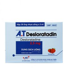 Thuốc điều trị viêm mũi dị ứng, mày đay, ngứa A.T Desloratadin 2.5mg (Hộp 30 ống x 5ml)