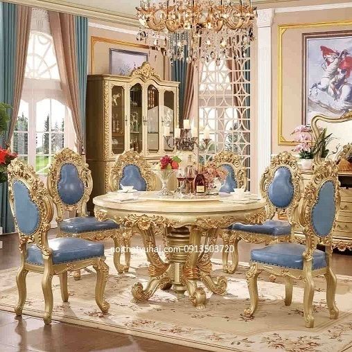 ( Hàng Đặt )Bộ bàn ăn tân cổ điển 1+6 ghế