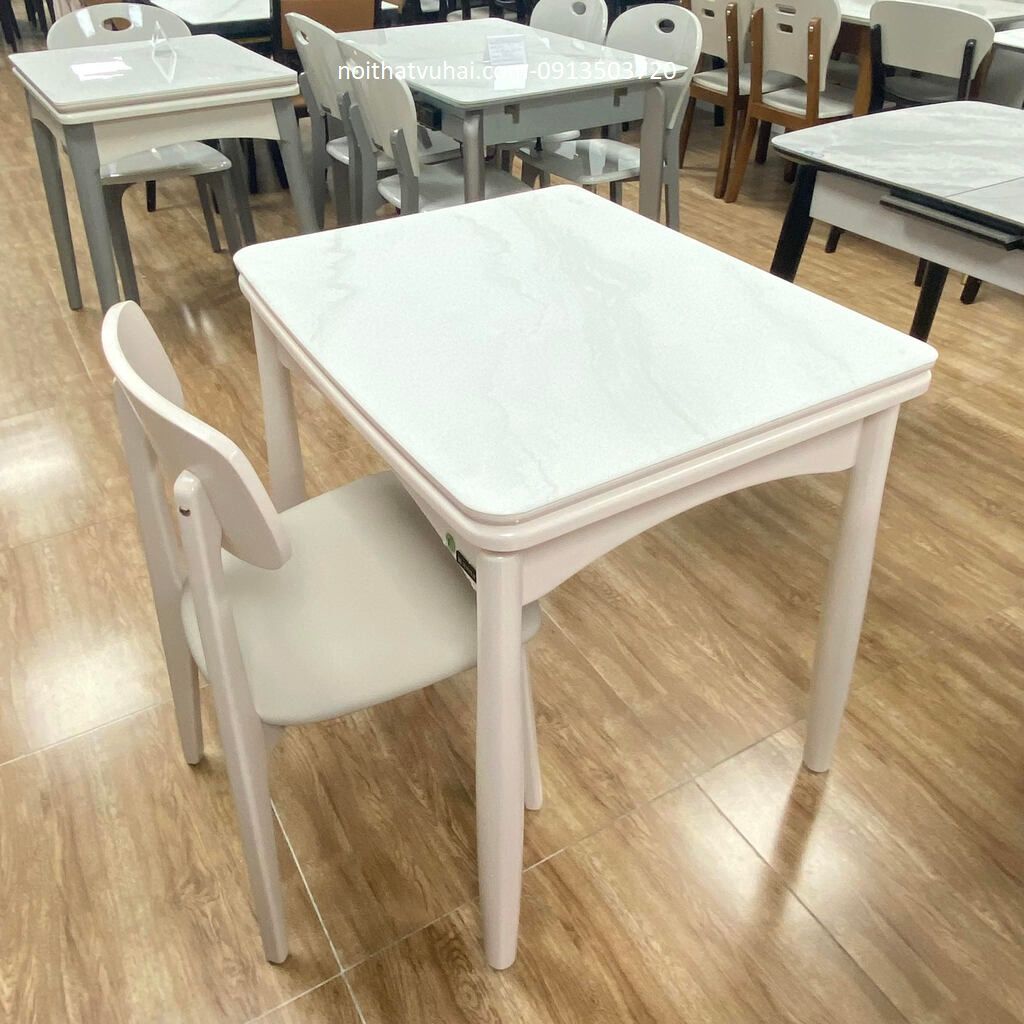 Bàn ăn mặt đá gấp gọn 50%  D5658 (80*65-80*130cm)