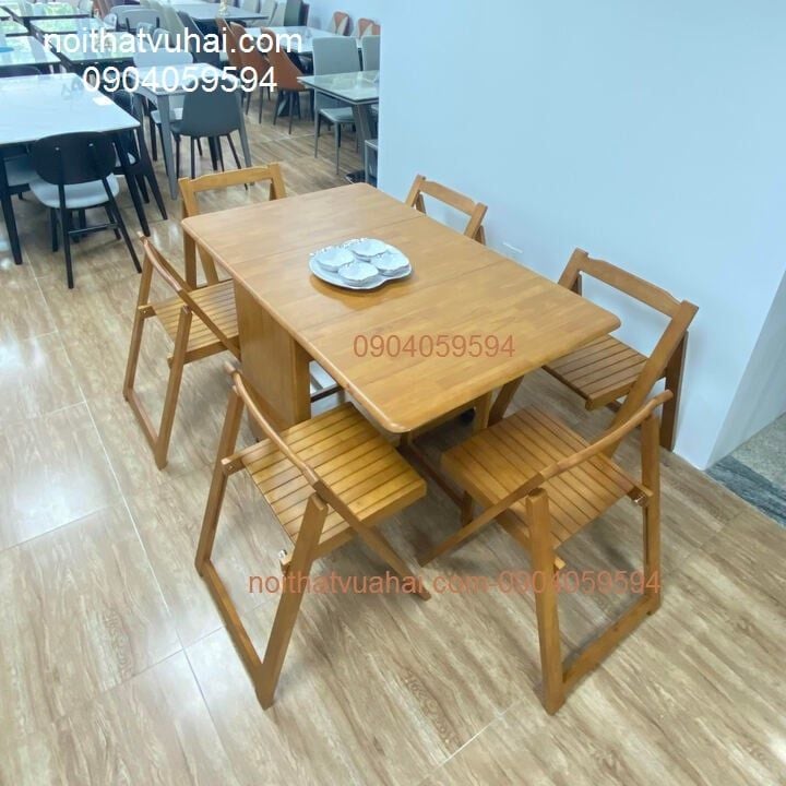 Bộ Bàn Ăn Gấp Gọn 6 Ghế Xuất Khẩu N6