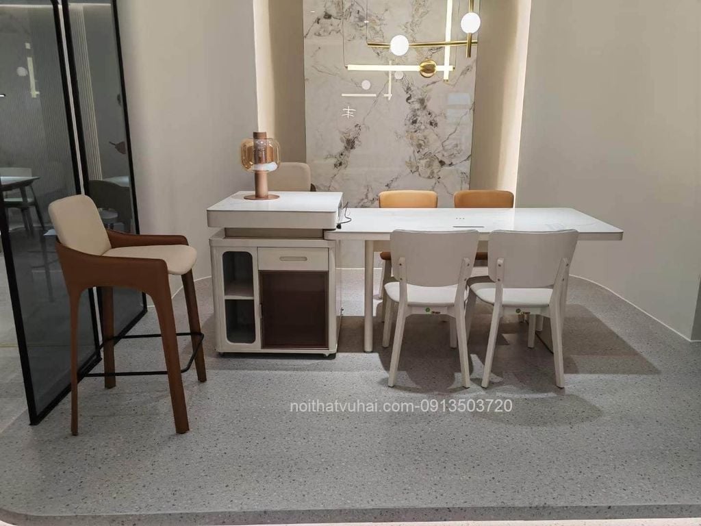 (Hàng Oder )Bàn ăn có bếp từ kết hợp bàn đảo AK3688