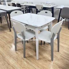 Bộ bàn ăn mặt đá 4 ghế B14 cỡ nhỏ kéo dài 95-120cm