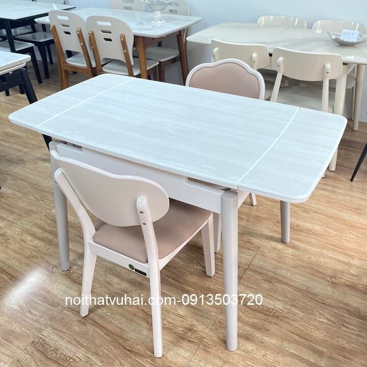 Bàn Ăn  Thông Minh Mặt Đá Ngọc Cỡ Nhỏ L136 (90-130cm)