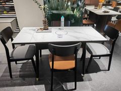 Bộ bàn ăn mặt đá 6 ghế  có bếp từ mở rộng A1199 ( 95 -140cm)