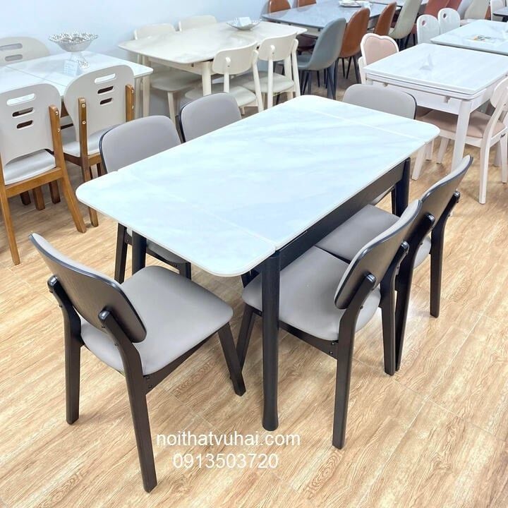 Bàn Ăn Kéo Dài 100-140cm Đá Ngọc Cao Cấp