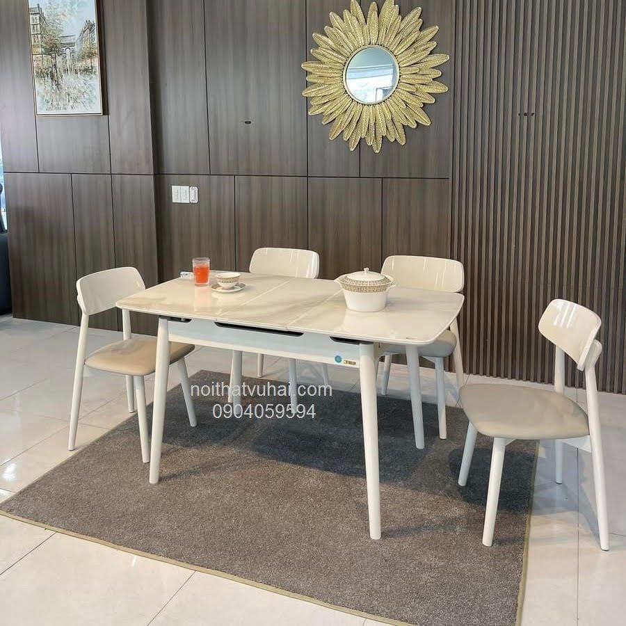 Bộ Bàn Ăn  4 Ghế Mặt Kính Thông Minh A36