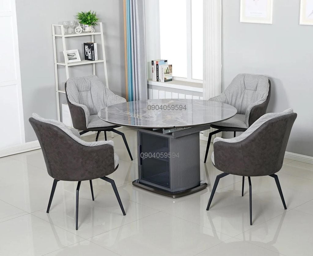 Bàn ăn thông minh tròn 1m3 thu gọn thành bàn oval 1m3*0,8m