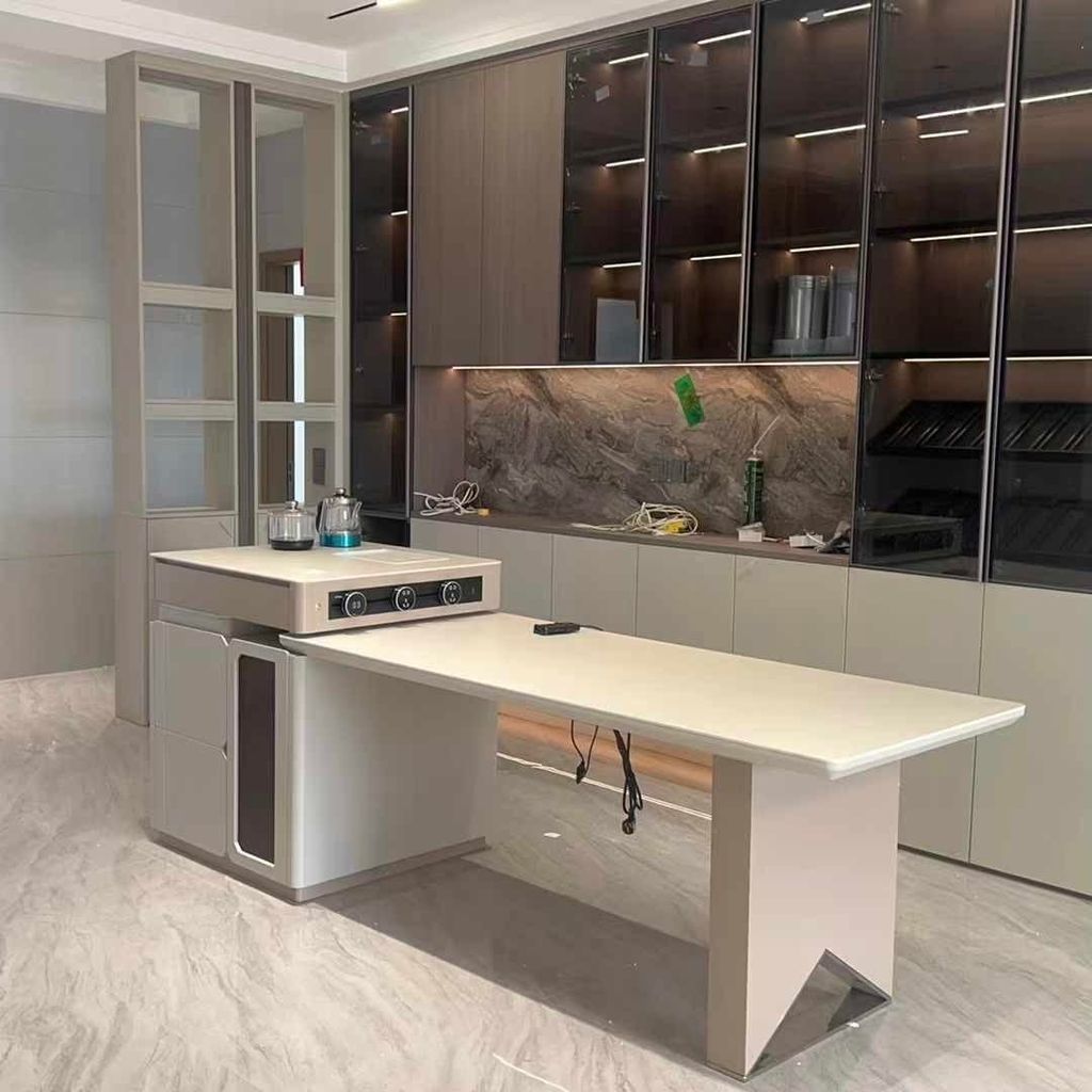 Bàn ăn kết hợp đảo bếp (2,2m kéo dài 2,5m)