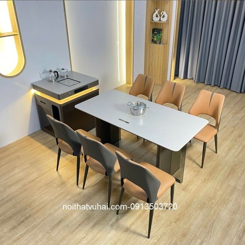 (Hàng Oder)Bàn ăn có bếp từ kết hợp bàn đảo AK3677