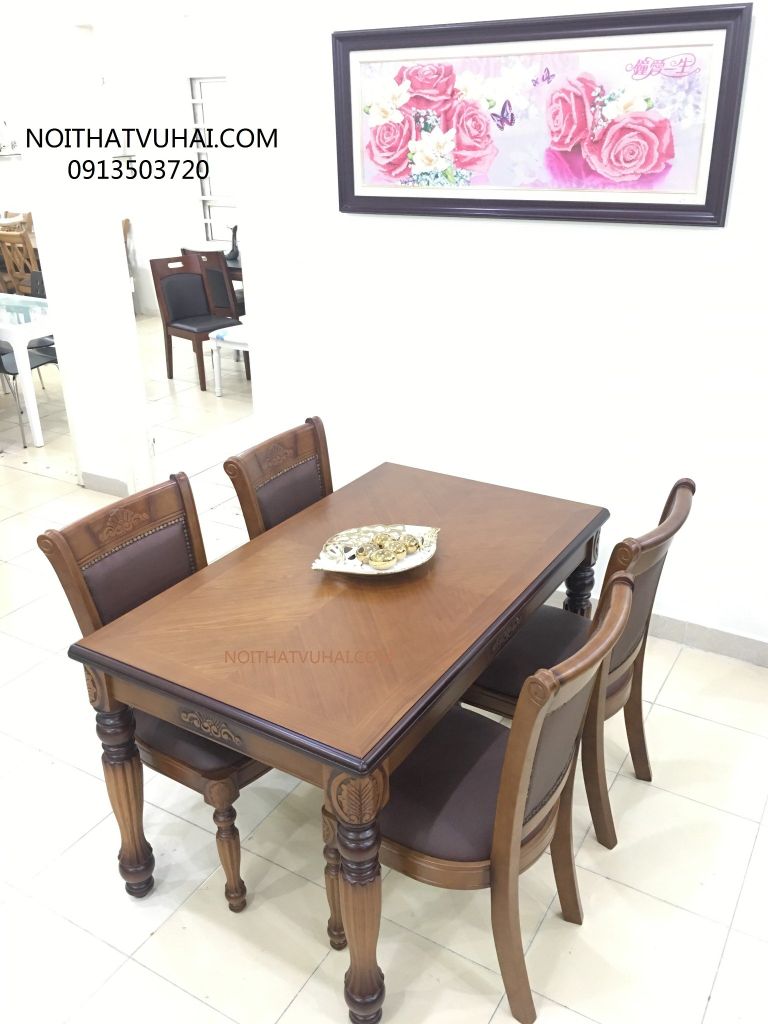 (Sale Giá Sốc) Bàn Ăn Tân Cổ Điển 01 +4 ghế