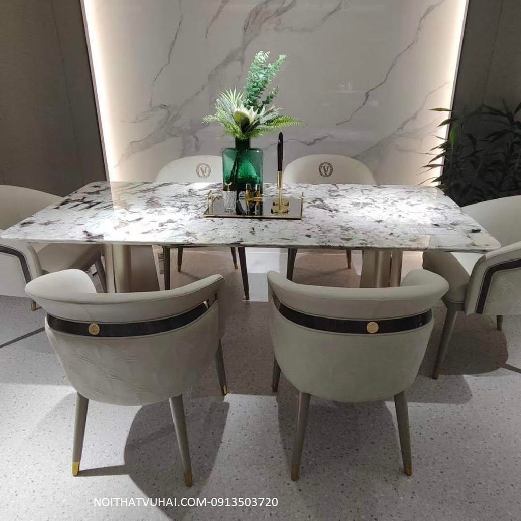 Bàn ăn mặt đá tự nhiên 2.0m*1.0m AK 3675