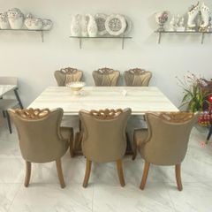 Bộ Bàn Ăn Mặt Đá 1,8m +6 Ghế