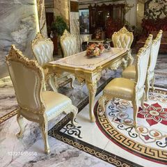 Bộ bàn ăn tân cổ điển 14 +6 ghế