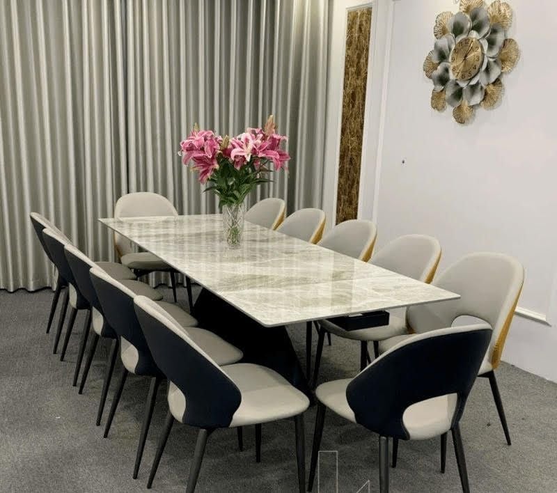 Bàn Ăn Mặt Đá Ceramic  Kéo Dài 6-12 Người D02T