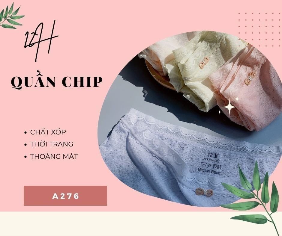 Quần Lót Vải Cao Cấp, Viền Phối Ren, A276-1 Đồ Lót 12H