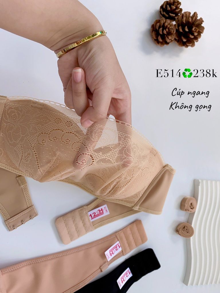 Áo Bra Cúp Ngang Mút Vừa Không Gọng Cotton, E514-2, Đồ Lót 12H