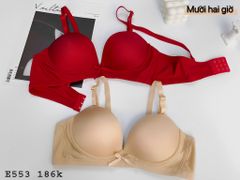 Áo Ngực Nữ Mút Vừa, Đệm Êm Ái Nâng Đỡ Vòng 1, E553-1, Đồ Lót 12H