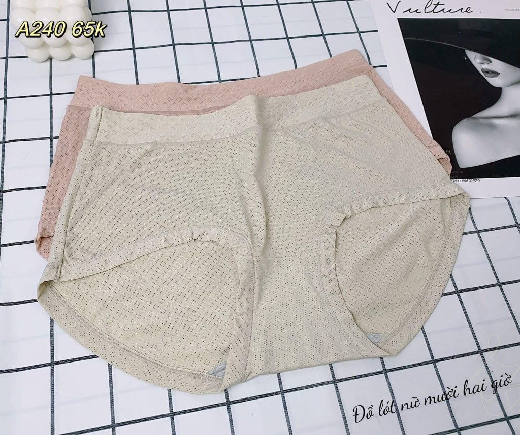 Quần lót nữ thun lạnh hỗ trợ kháng khuẩn đồ lót nữ lỗ thoáng khí trên bề mặt đáy 2 lớp Đồ Lót 12h form A240