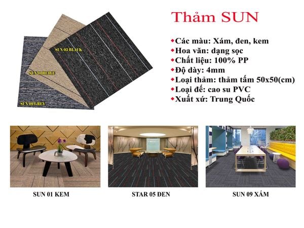  Thảm Gạch Sọc SUN Văn Phòng 