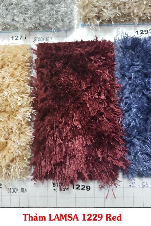  Thảm sofa lông xù màu đỏ Lamsa 1229 