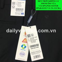 Quần tây Đen Việt Tiến không ly Regular Fit số 557