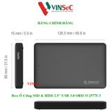  Box Ổ Cứng SSD & HDD 2.5" USB 3.0 ORICO 2577U3 - Hỗ trợ UASP: tăng tốc đồ truyền dữ liệu 20% - Hàng Chính Hãng 