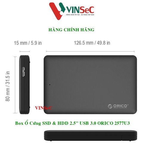 Box Ổ Cứng SSD & HDD 2.5" USB 3.0 ORICO 2577U3 - Hỗ trợ UASP: tăng tốc đồ truyền dữ liệu 20% - Hàng Chính Hãng