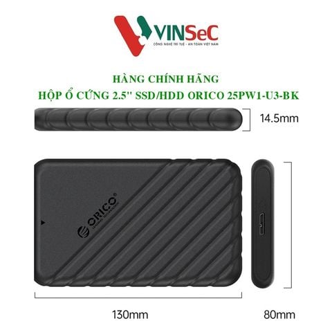 Hộp Ổ Cứng 2.5" SSD/HDD ORICO 25PW1-U3-BK - Hàng Chính Hãng