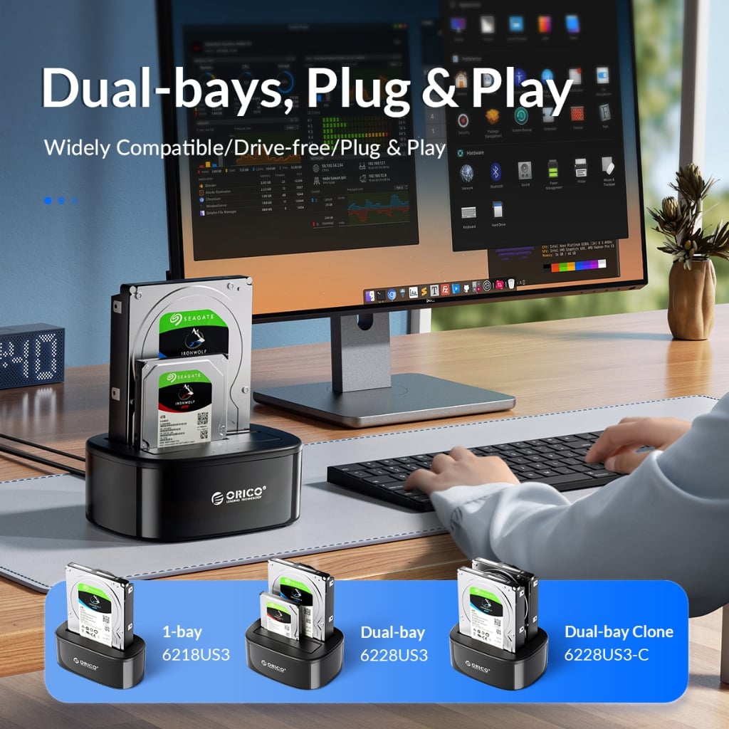  Khay Đựng ( Đế ) Ổ Cứng Docking ORICO USB3.0/3.5/2.5 - 6218US3 - Hàng Chính Hãng 