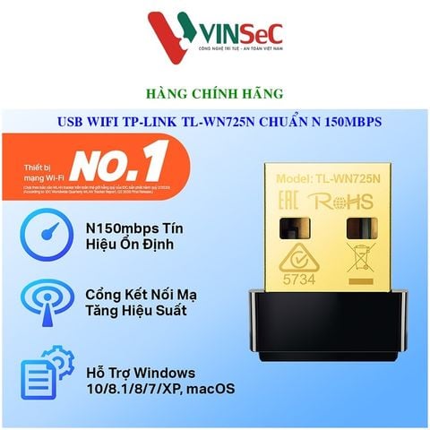 USB Wifi TP-Link TL-WN725N Chuẩn N 150Mbps - Hàng Chính Hãng